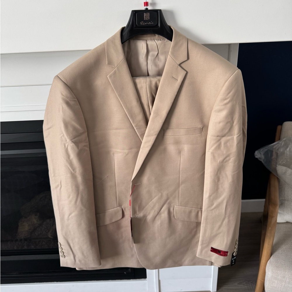 Renoir 201-3 Men's Formal Slim Fit Suit R46/40 NWT Beige - Picture 3 of 9
